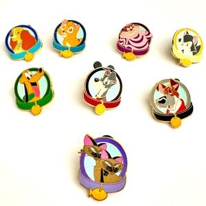 Disney Pin Magical Mystery Set 8 Pc Pet Collar 2013 Cheshire Pluto Lady Tramp